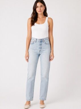 Levi's 501 Premium W25 Light Wash High Rise Straight Leg Jeans